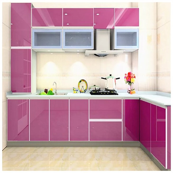 Lacquer Pink Cupboard Kitchen Cabinet