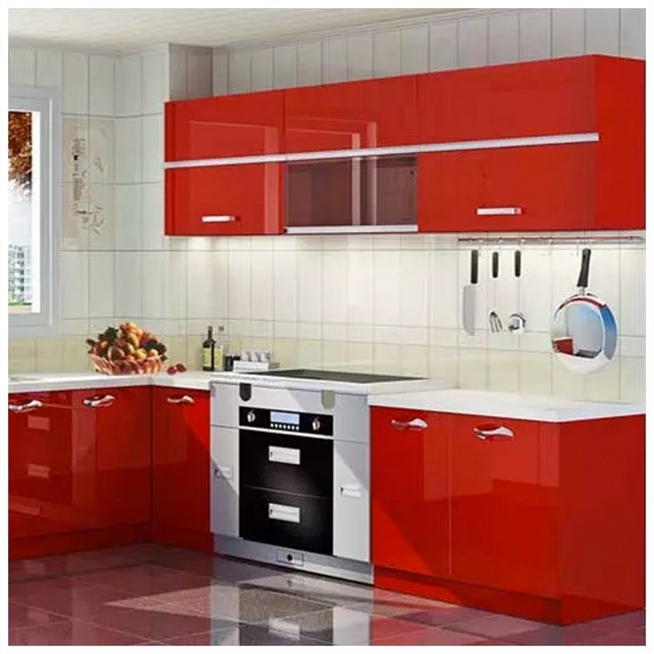 Lacquer Rose Red Cupboard Kitchen Cabinet