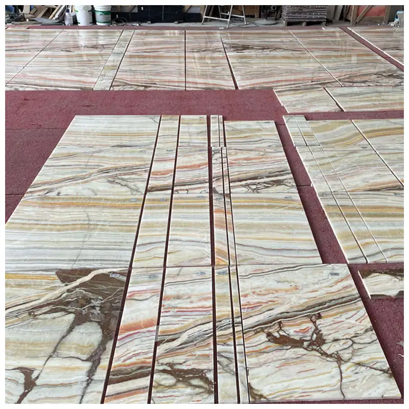 Rainbow Onyx Marble Vein Fellow Tiles