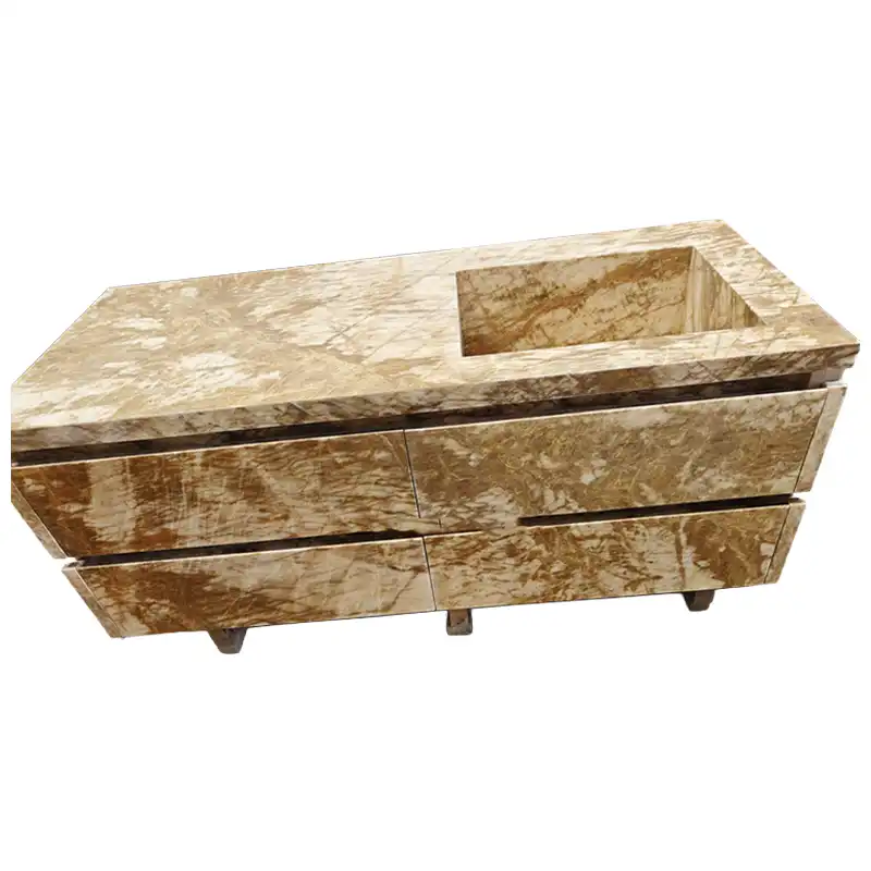 Giallo Siena ماربل کیبنٹ وینٹی ٹاپس